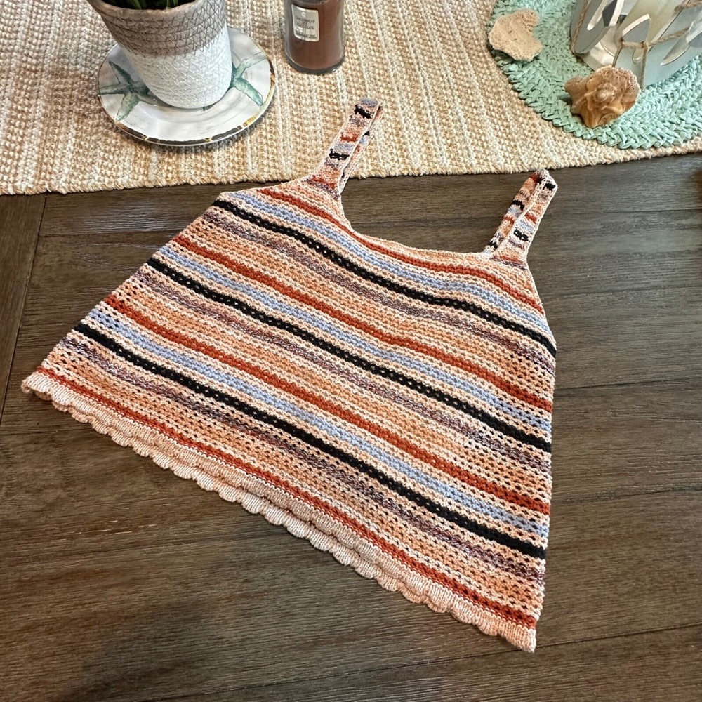 Two Striped Knit Cropped Summer Tank Tops Hollister/ Jessica Simpson Size L - Picture 7 of 16